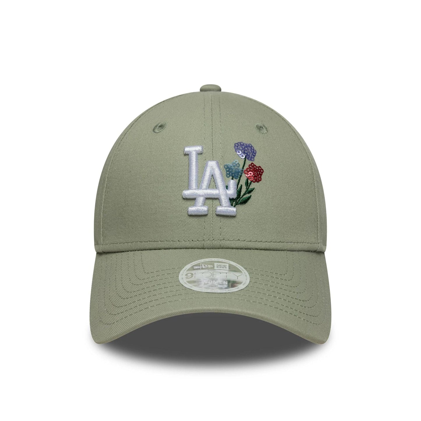 Pictured is this Womens MLB Floral LA Dodgers 9FORTY in pastel green. 2