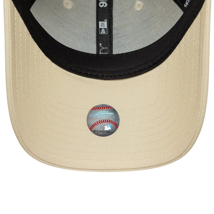 Pictured is this Womens MLB Metallic Logo New York Yankees 9FORTY in light beige. 5