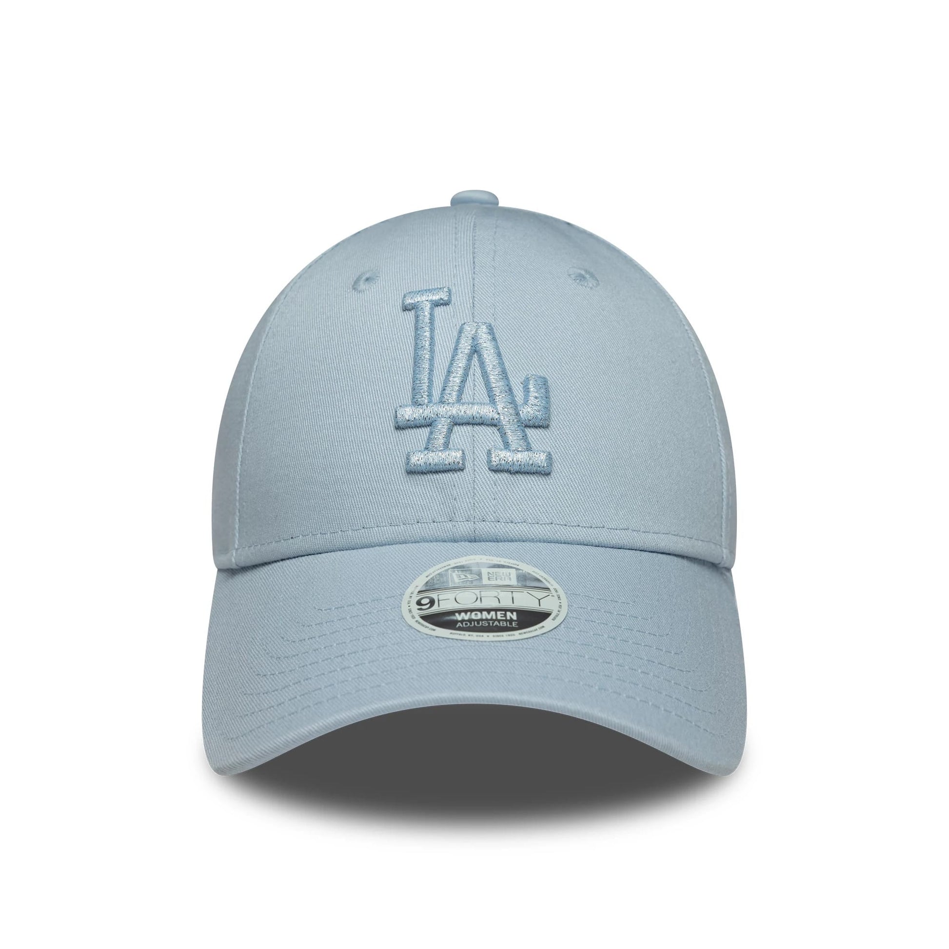 Pictured is this Womens MLB Metallic Logo LA Dodgers 9FORTY in pastel blue. 2