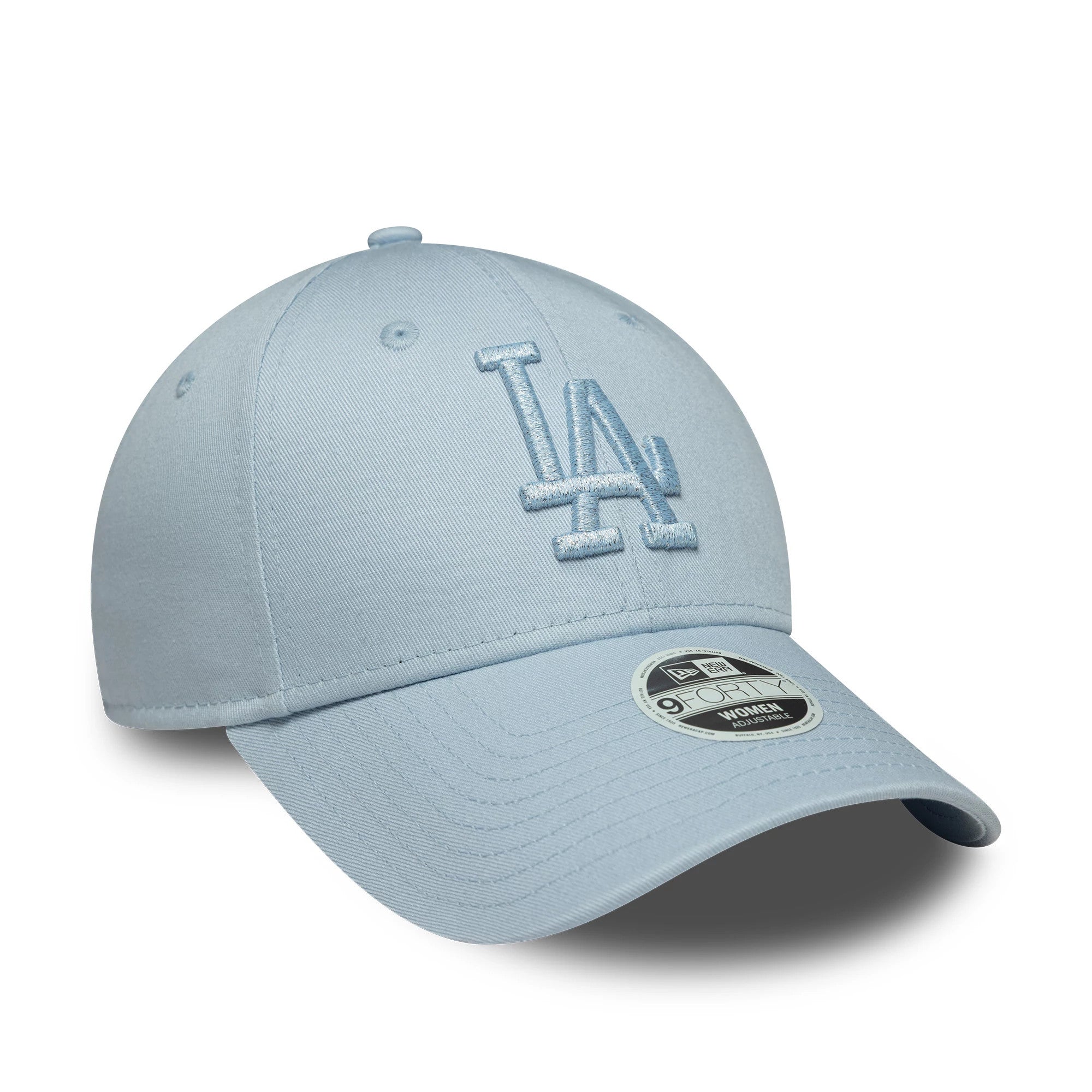 Pictured is this Womens MLB Metallic Logo LA Dodgers 9FORTY in pastel blue. 3