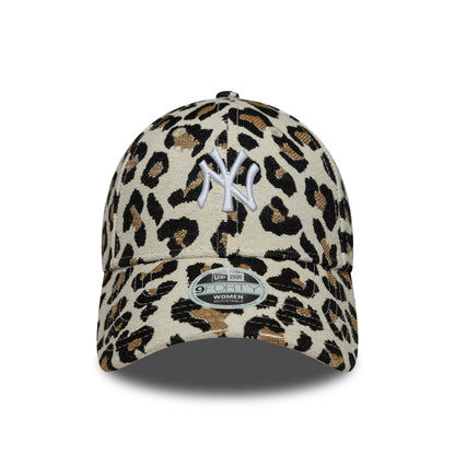 Pictured is this Womens MLB Leopard Midi New York Yankees 9FORTY in light beige. 2