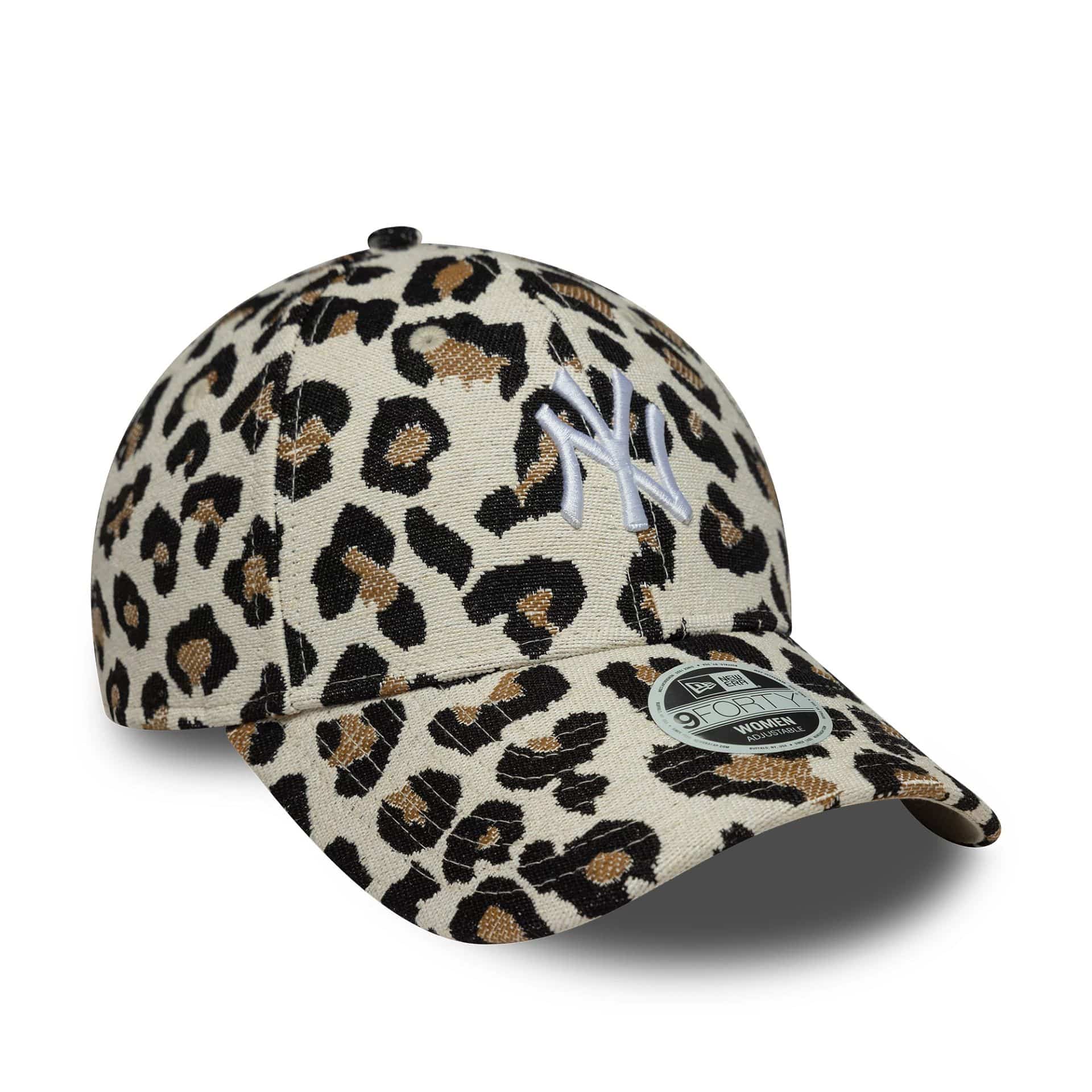 Pictured is this Womens MLB Leopard Midi New York Yankees 9FORTY in light beige. 3