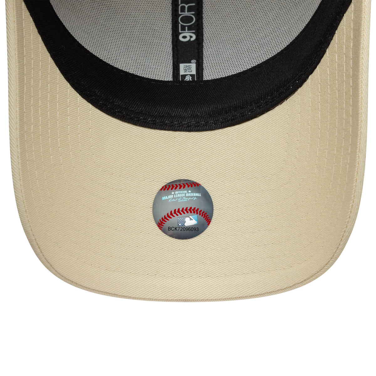 Pictured is this Womens MLB Sequin Wordmark New York Yankees 9FORTY in light beige. 5