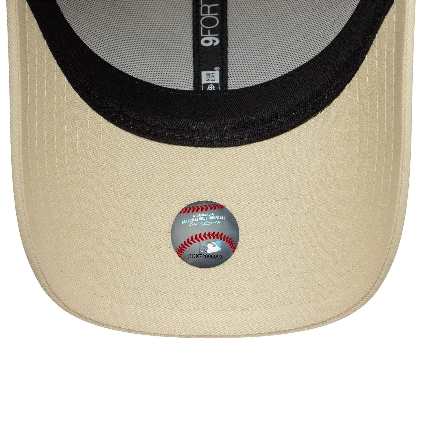 Pictured is this Womens MLB Sequin Wordmark New York Yankees 9FORTY in light beige. 5