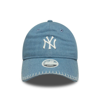 Pictured is this Womens MLB Denim Stitch New York Yankees 9TWENTY in pastel blue. 2