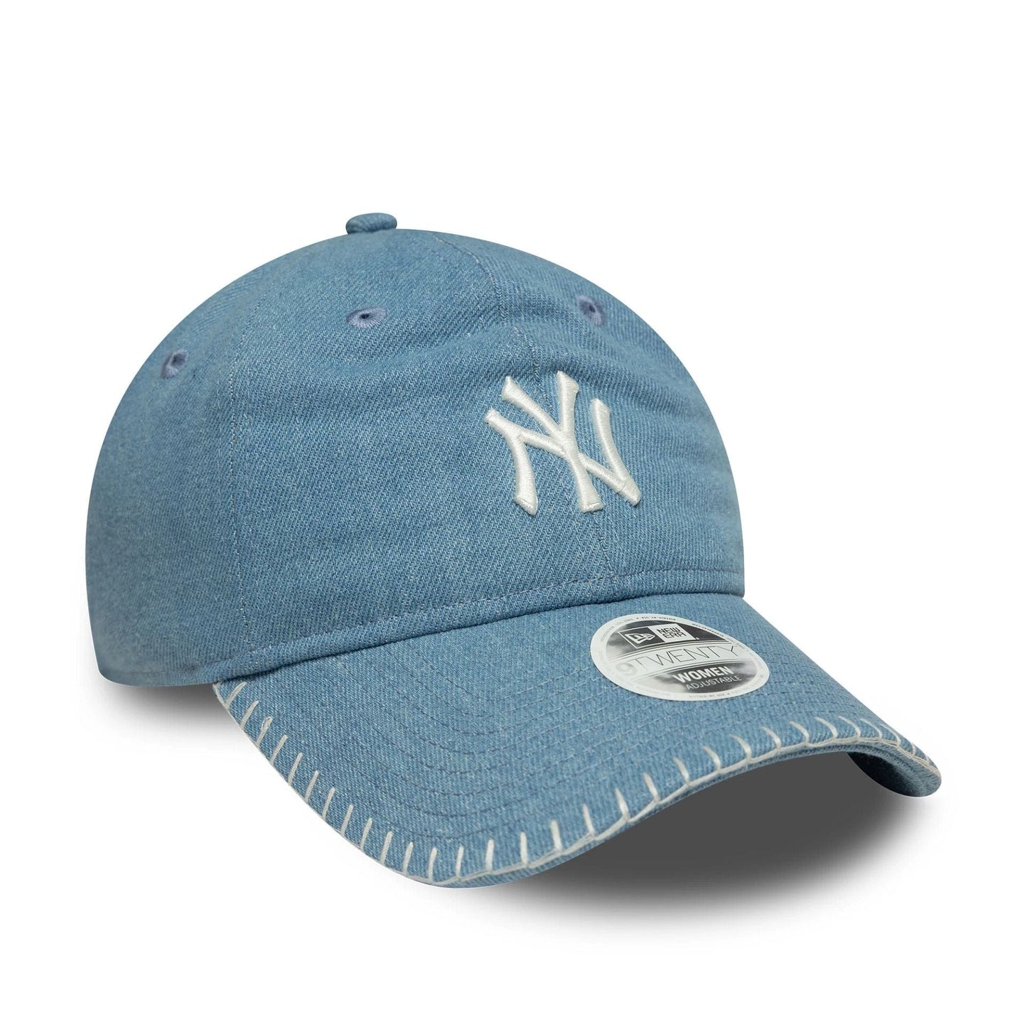 Pictured is this Womens MLB Denim Stitch New York Yankees 9TWENTY in pastel blue. 3