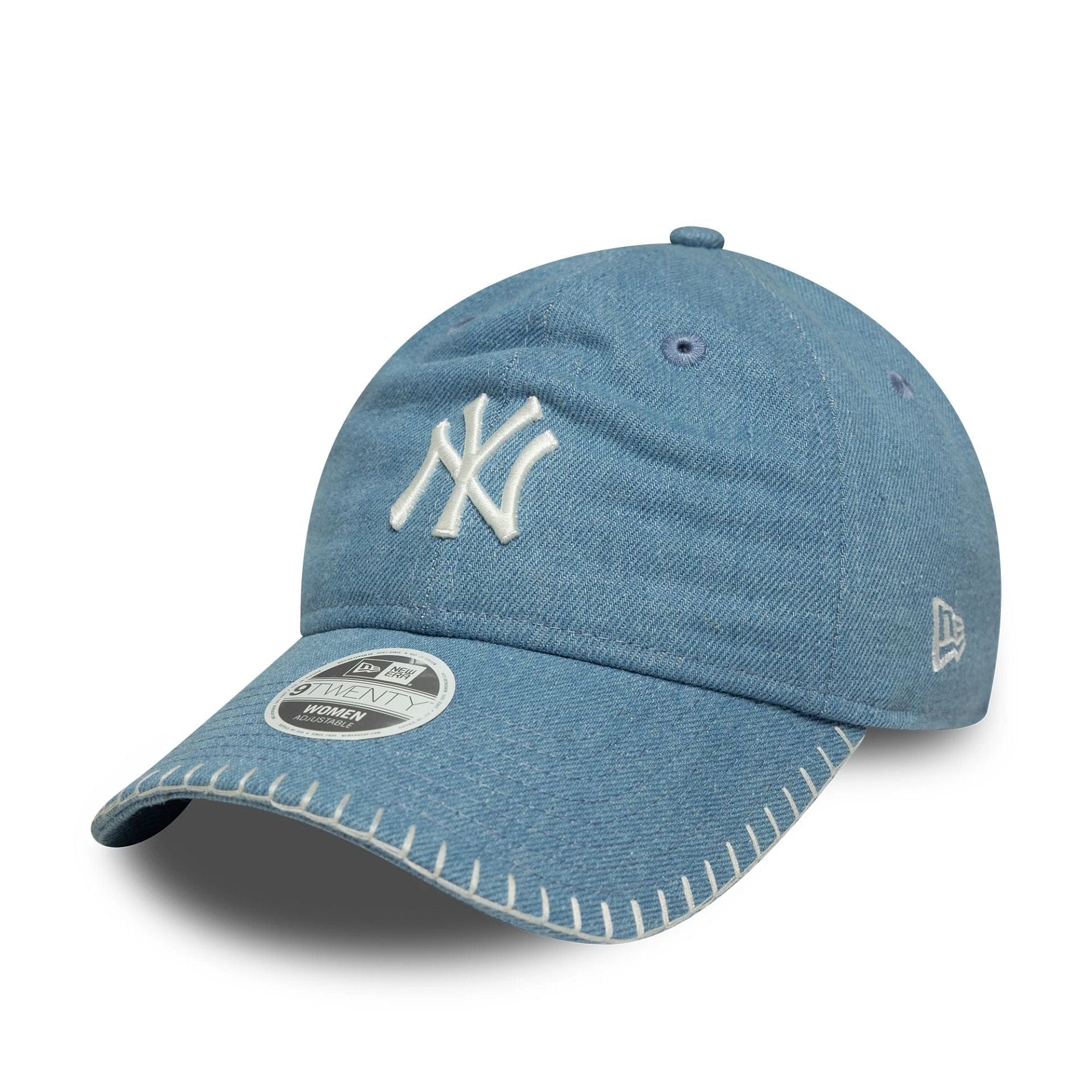 Pictured is this Womens MLB Denim Stitch New York Yankees 9TWENTY in pastel blue. 1
