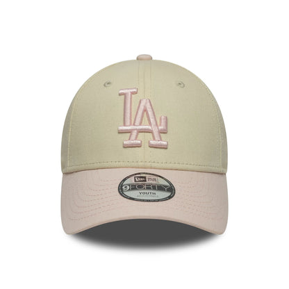 Pictured is this Youth MLB League Essential LA Dodgers 9FORTY in light beige. 2