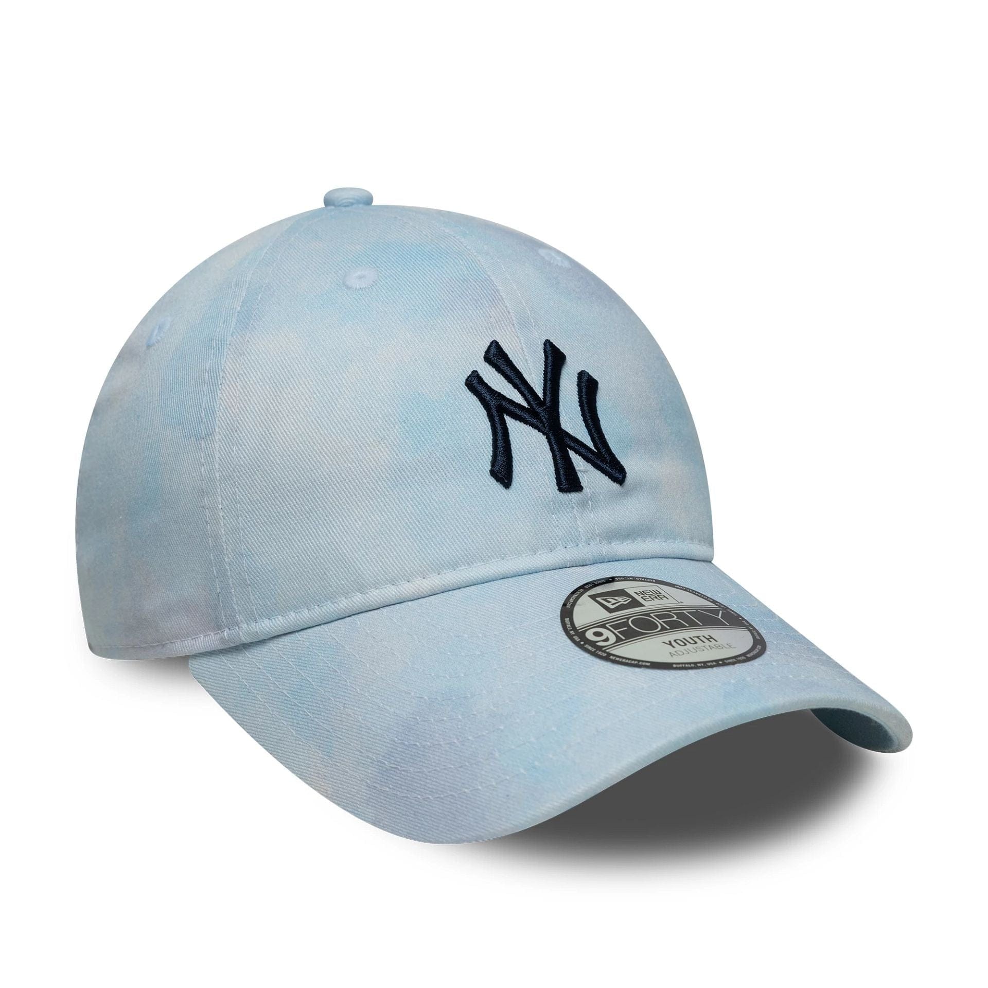 Pictured is this Youth MLB Tie Dye New York Yankees 9TWENTY in pastel blue. 3