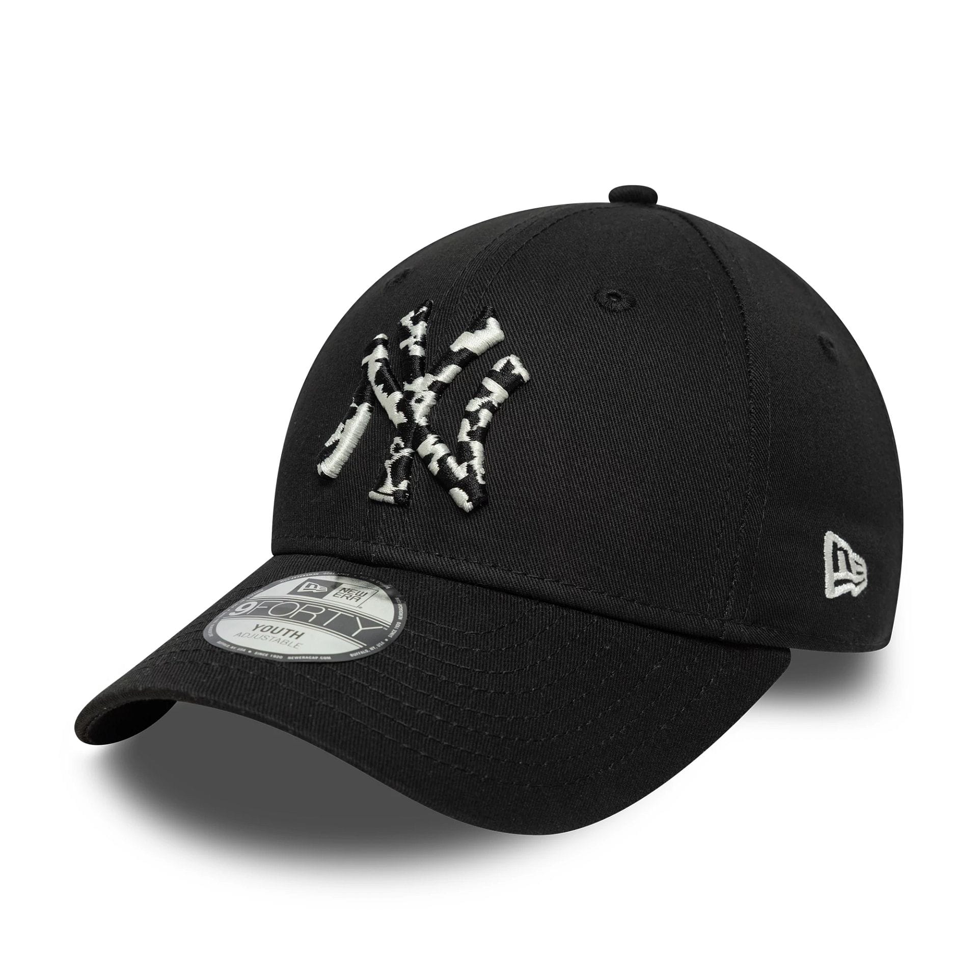 Pictured is this Youth MLB Animal Infill New York Yankees 9FORTY in black. 1
