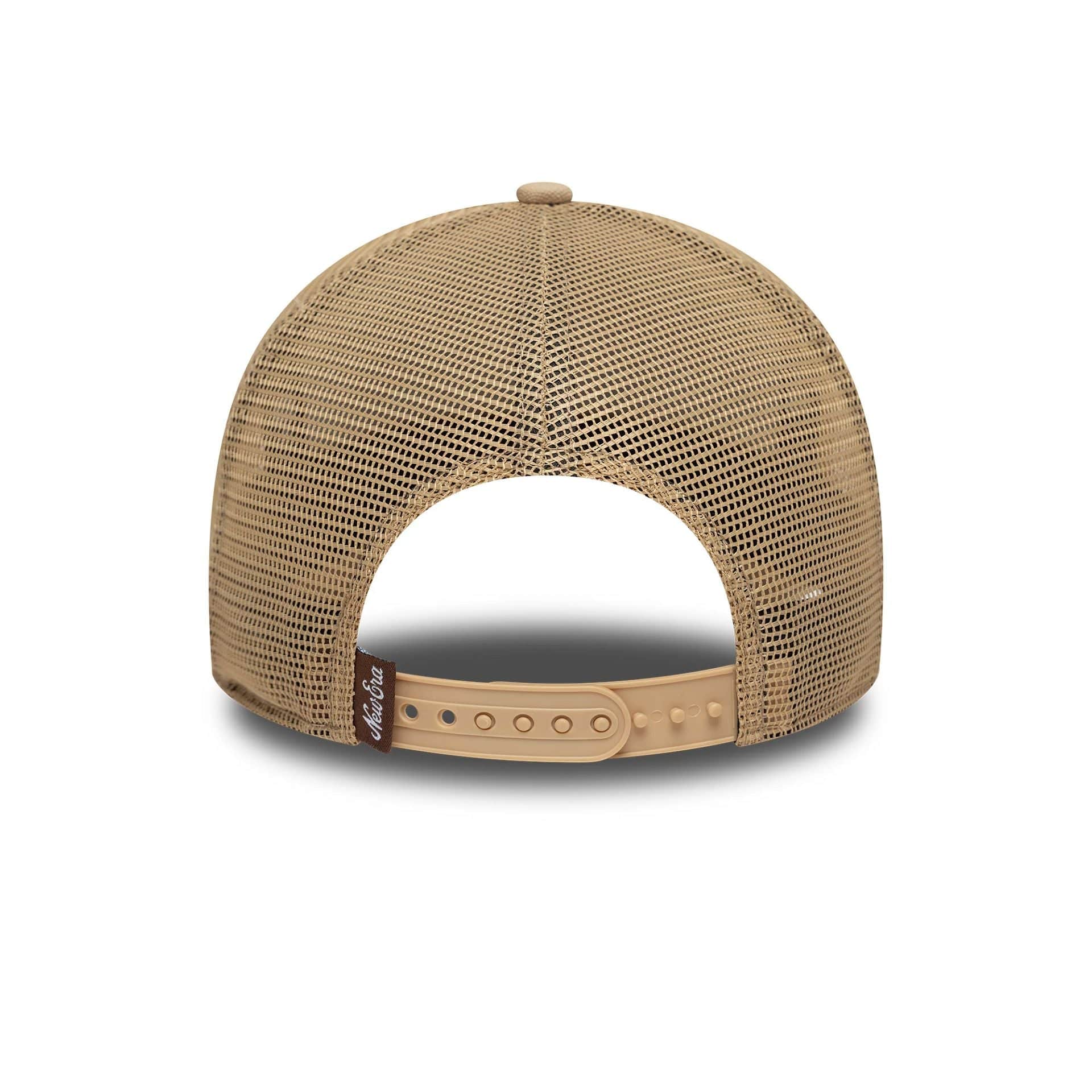 Pictured is this New Era Canvas Distressed 9FORTY A-Frame Trucker in light beige. 4