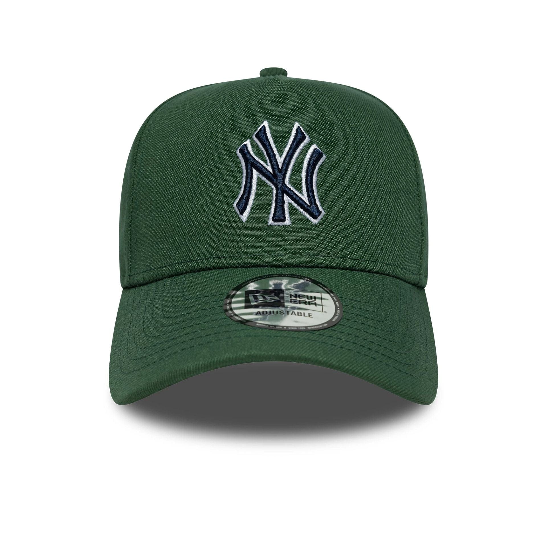 Pictured is this MLB Outline Script New York Yankees 9FORTY E-Frame in dark green. 2