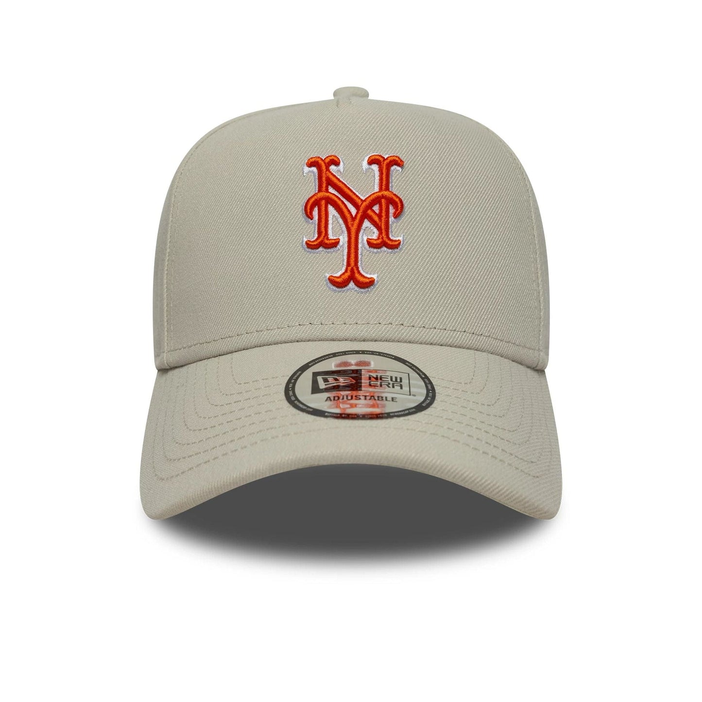 Pictured is this MLB Outline Script New York Mets 9FORTY E-Frame in light beige. 2