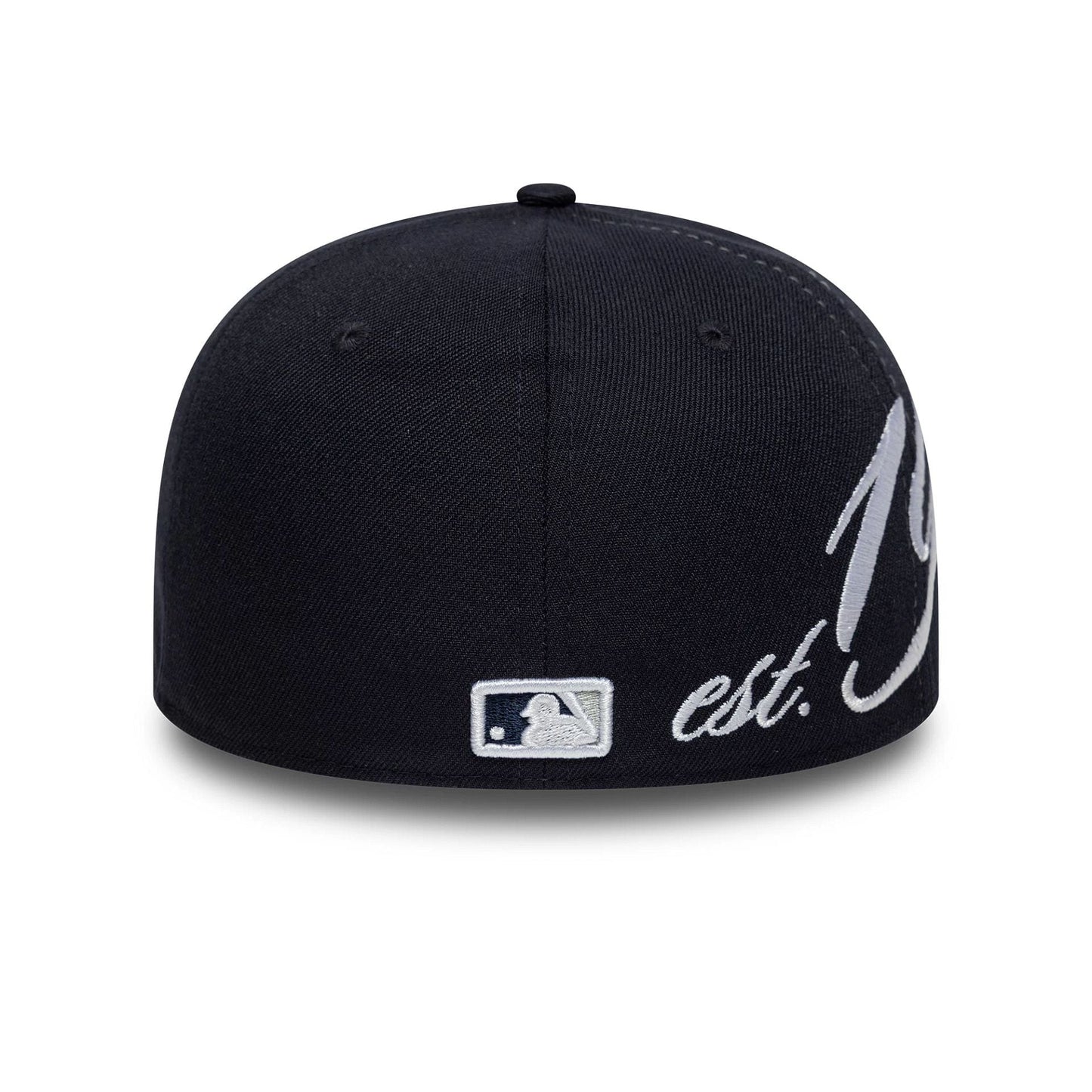 Pictured is this MLB Est Script New York Yankees Low Profile 59FIFTY Fitted in navy. 5