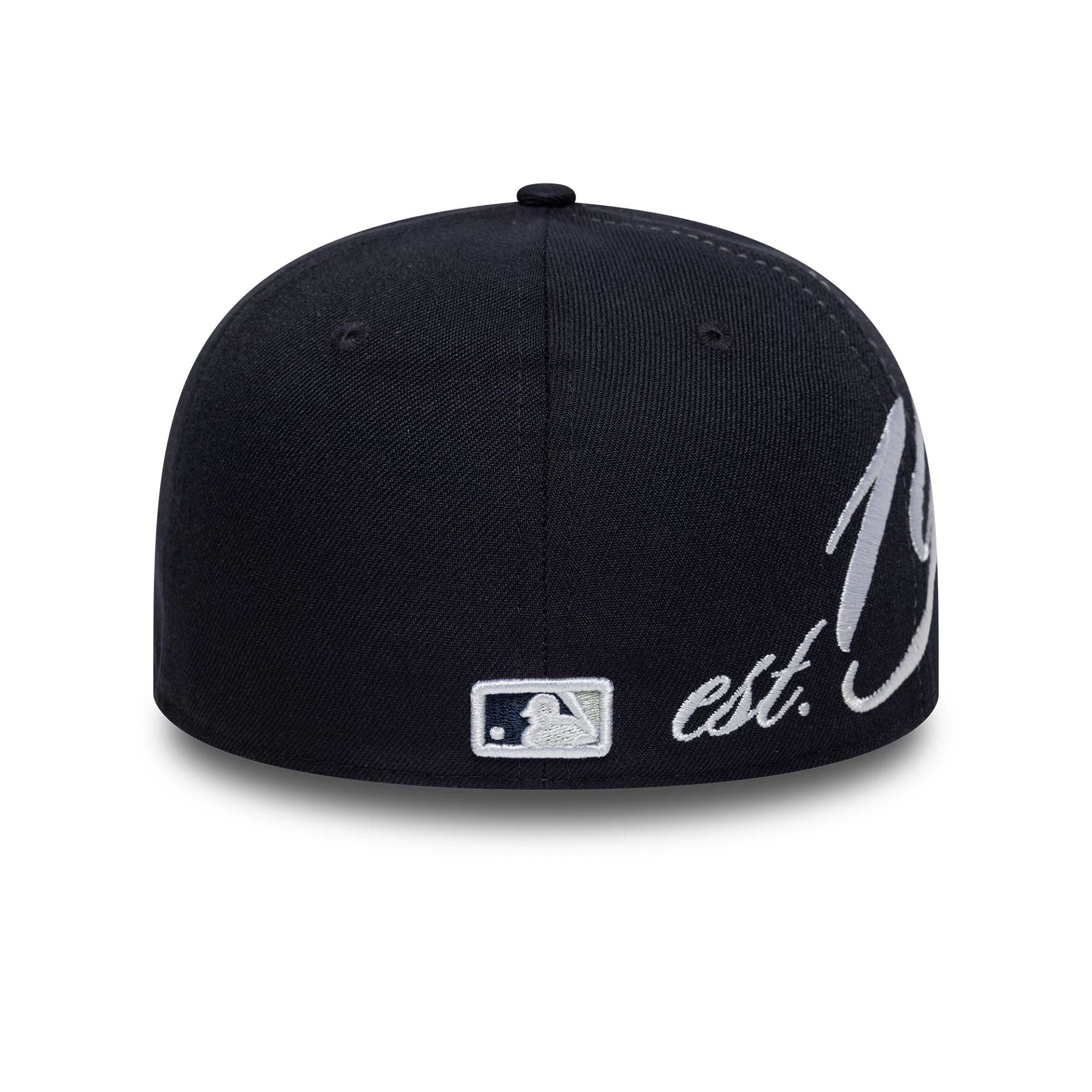 Pictured is this MLB Est Script New York Yankees Low Profile 59FIFTY Fitted in navy. 5