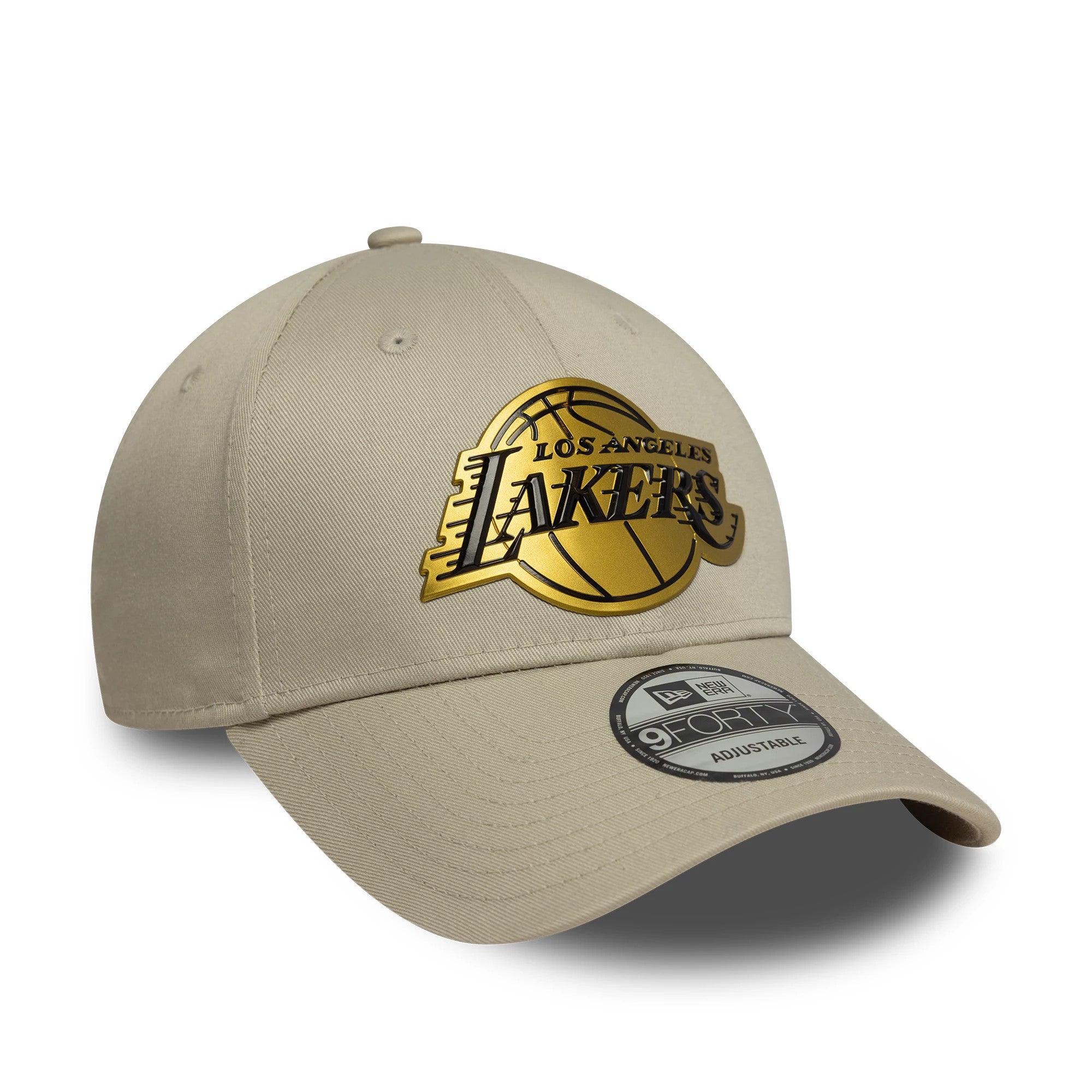 Pictured is this NBA Metallic LA Lakers 9FORTY in light beige. 3