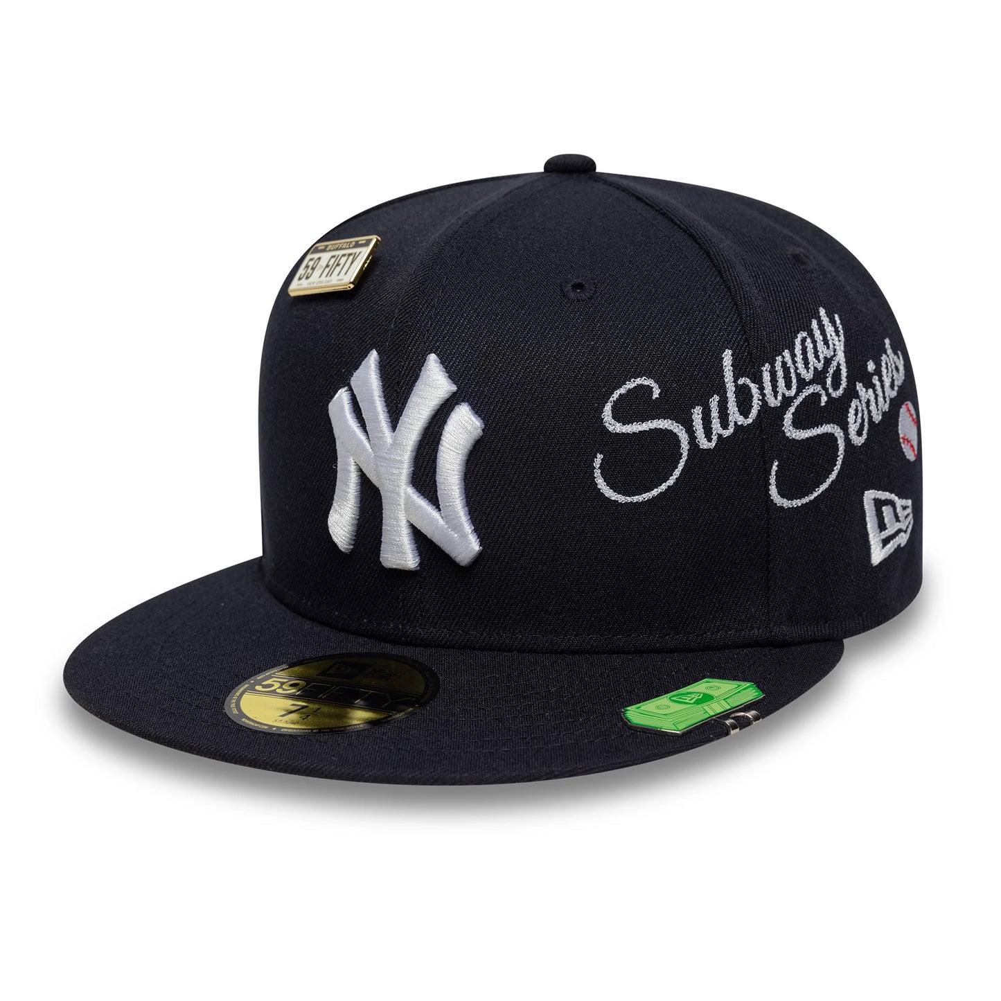 Pictured is this MLB Subway Series New York Yankees 59FIFTY Fitted cap in navy. 4