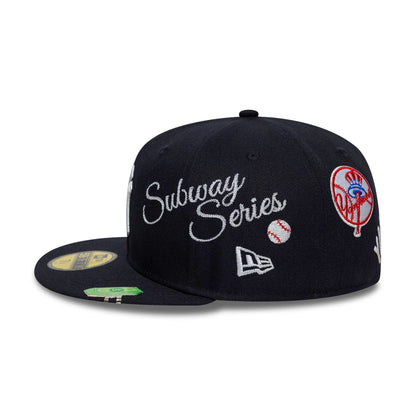 Pictured is this MLB Subway Series New York Yankees 59FIFTY Fitted cap in navy. 6
