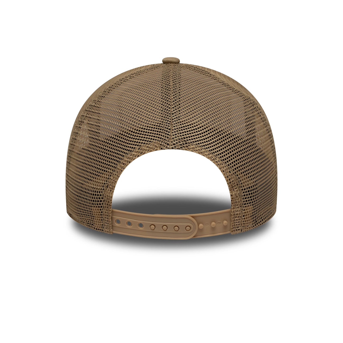 Pictured is this New Era Location Patch 9FORTY A-Frame Trucker in light beige. 4