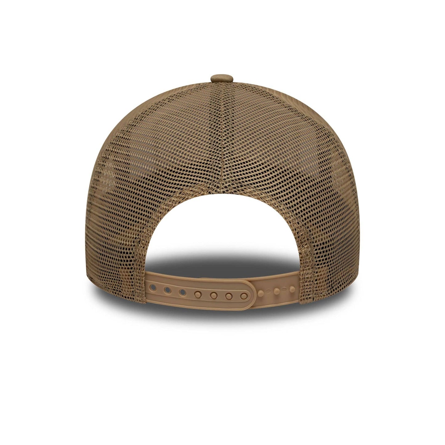 Pictured is this New Era Location Patch 9FORTY A-Frame Trucker in light beige. 4