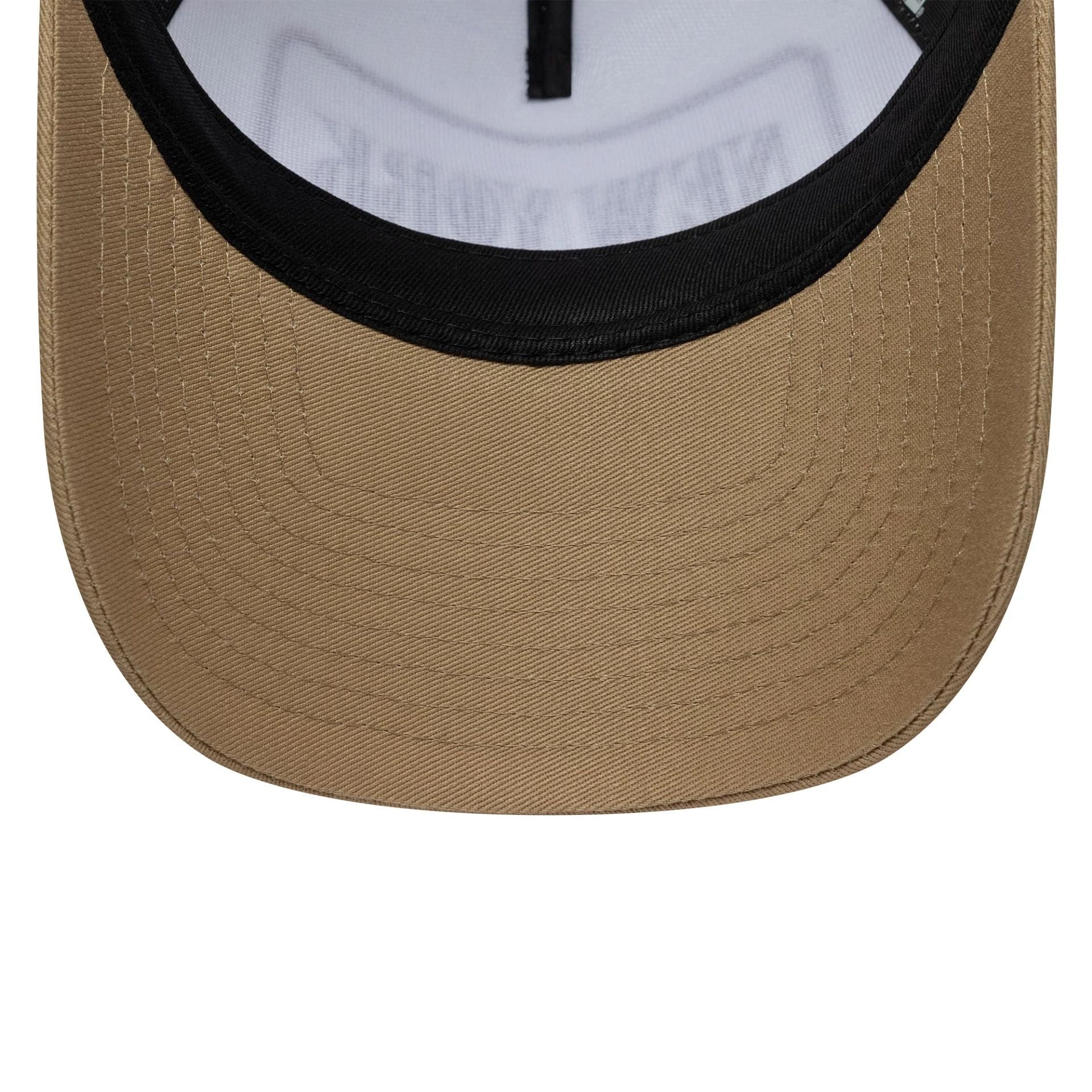 Pictured is this New Era Location Patch 9FORTY A-Frame Trucker in light beige. 5