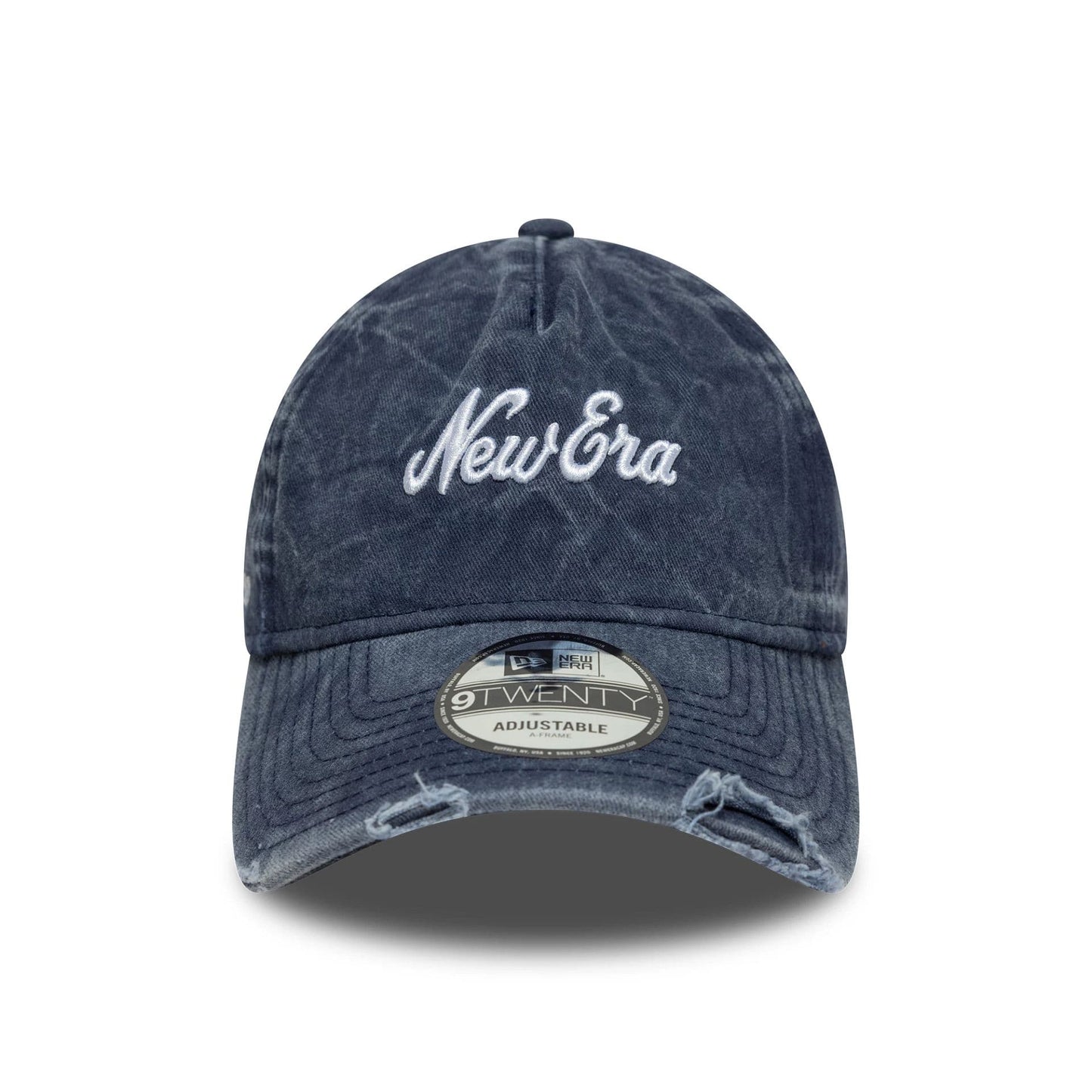 Pictured is this New Era Pigment Wash 9TWENTY A-Frame in navy. 2