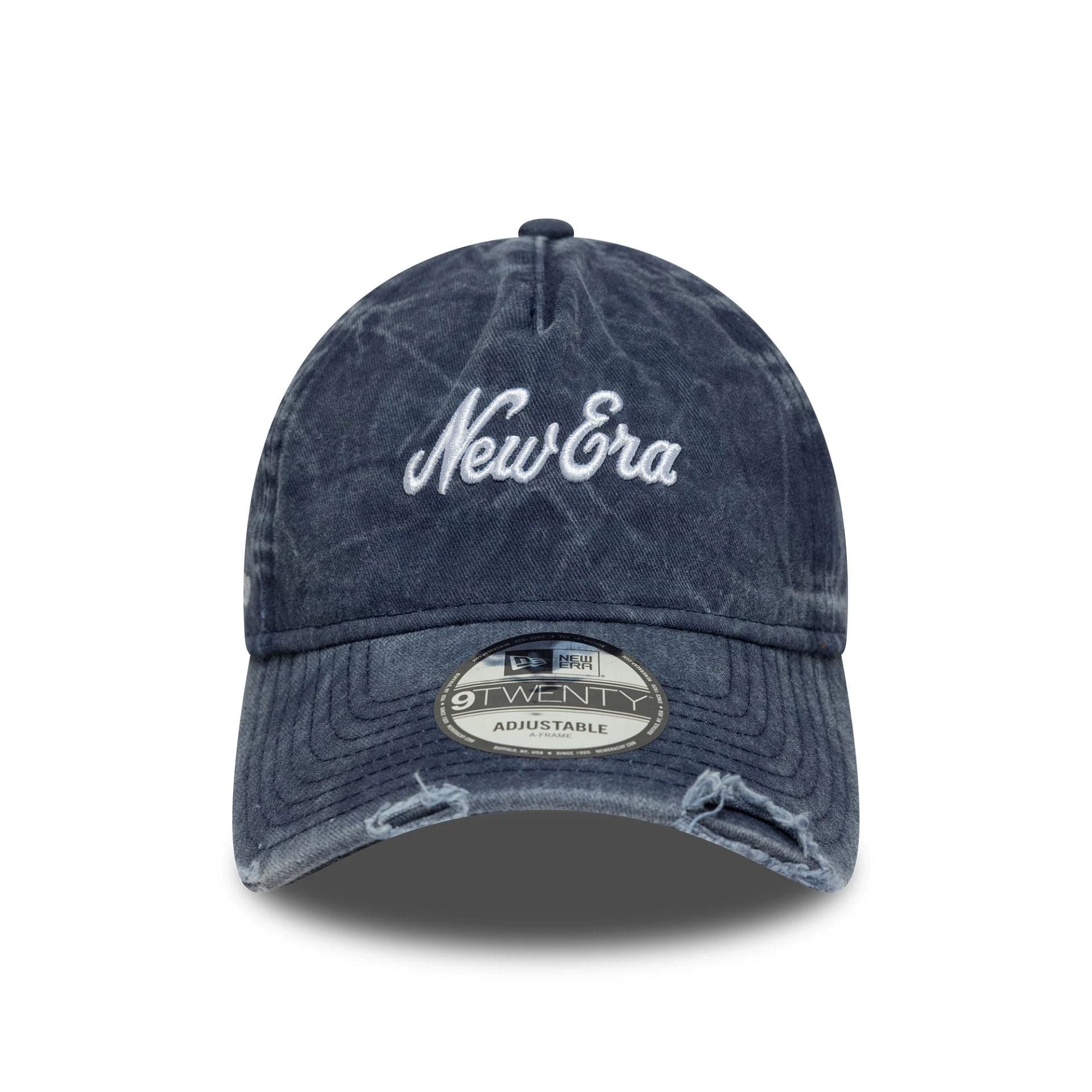 Pictured is this New Era Pigment Wash 9TWENTY A-Frame in navy. 2