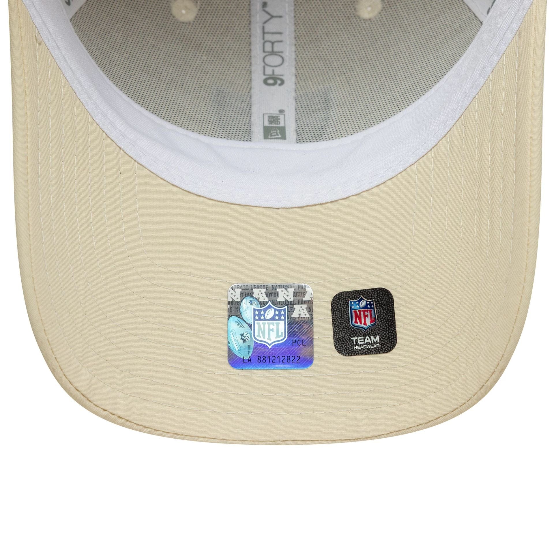 Pictured is this NFL Recycled Midi Las Vegas Raiders 9FORTY in Cream. 5