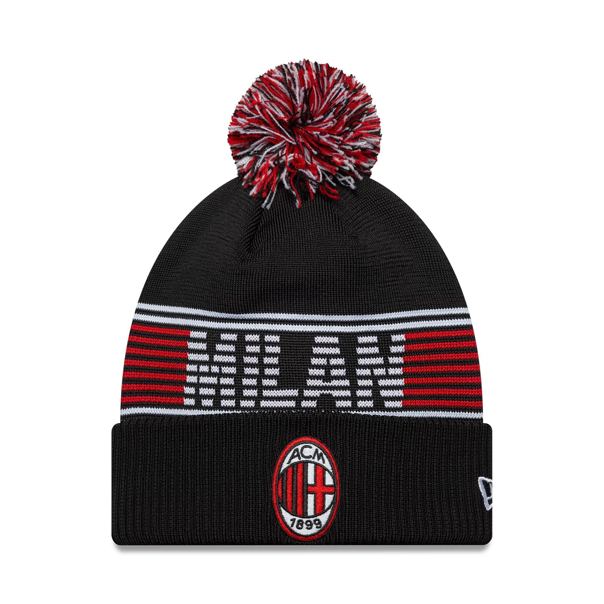 Pictured is this AC Milan Bobble Knit Beanie in black. 1