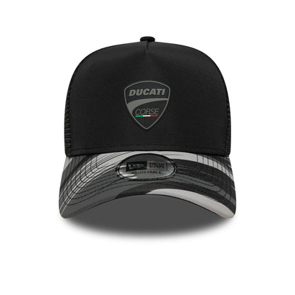 Pictured is this Ducati Motor Logo Print 9FORTY A-Frame Trucker in black. 2