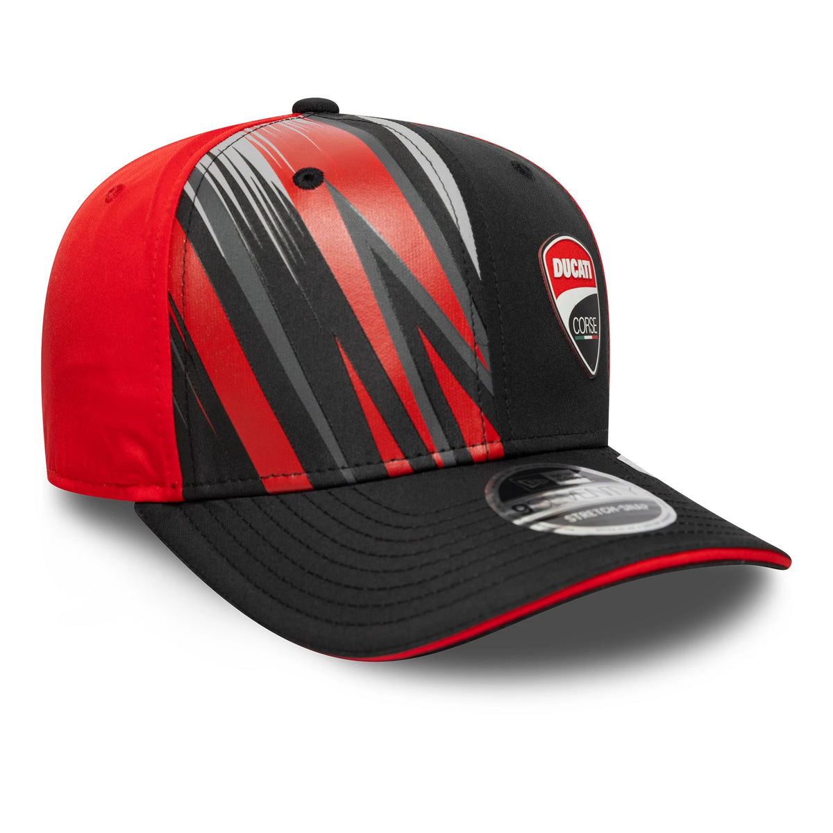 Pictured is this Ducati Motor Logo Print 9SEVENTY Stretch Snap in black. 3