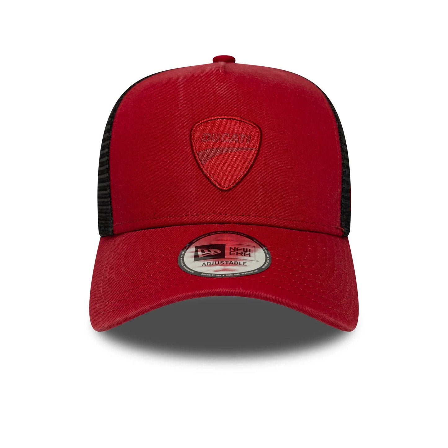 Pictured is this Ducati Motor Logo 9FORTY E-Frame Trucker in dark red. 2