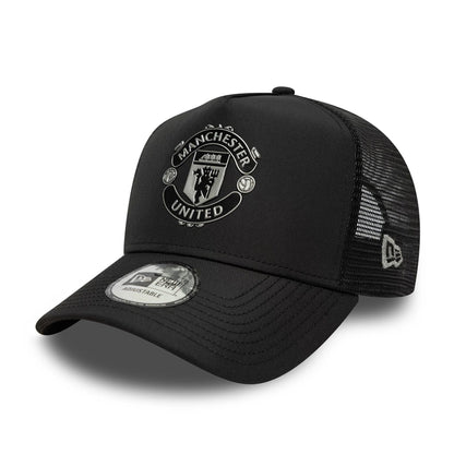 Pictured is this Manchester United FC Reflective 9FORTY A-Frame Trucker in black. 1