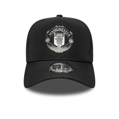 Pictured is this Manchester United FC Reflective 9FORTY A-Frame Trucker in black. 2