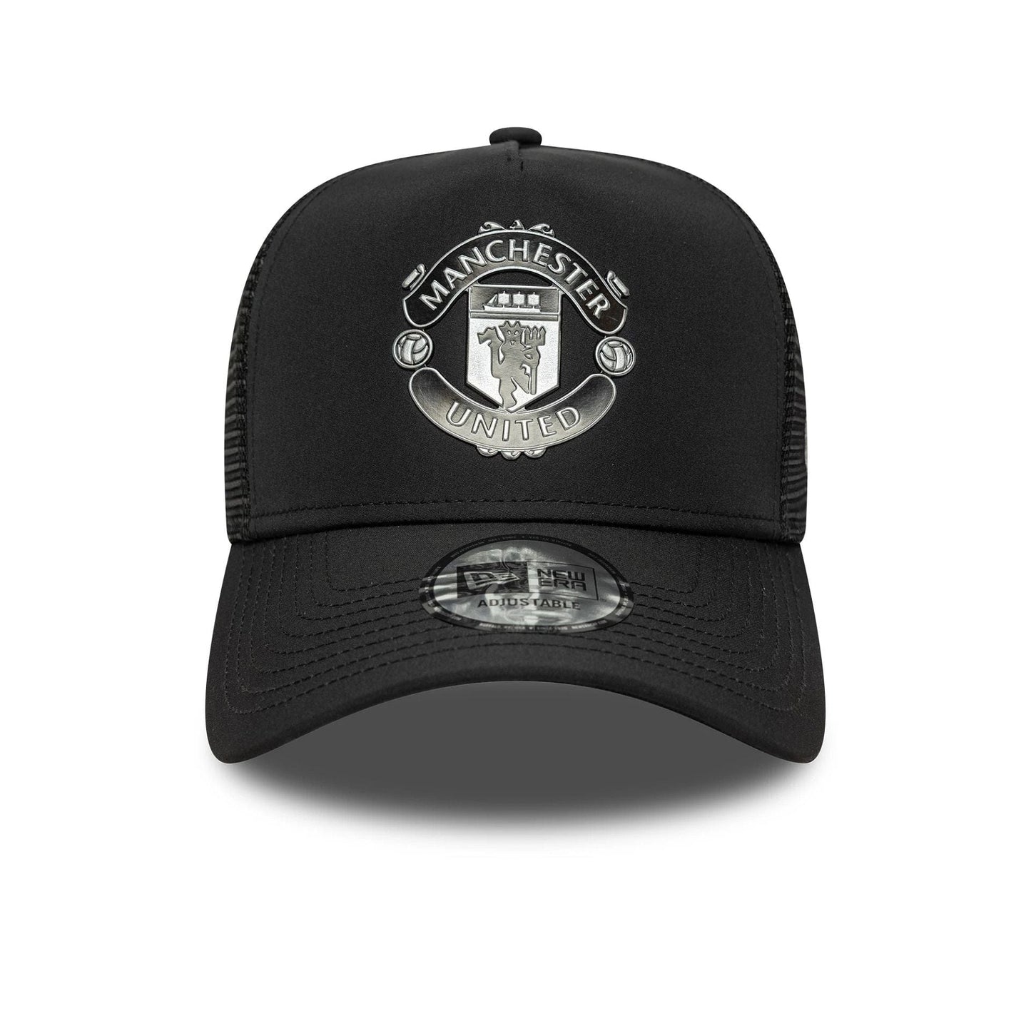 Pictured is this Manchester United FC Reflective 9FORTY A-Frame Trucker in black. 2