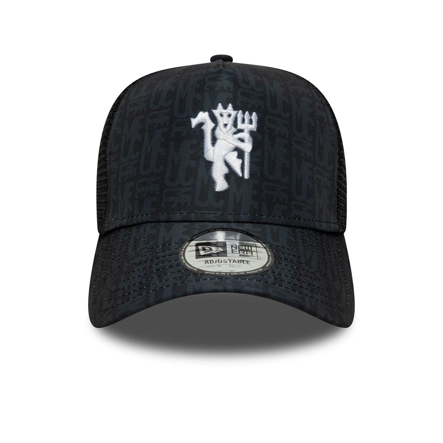 Pictured is this Manchester United FC All Over Print 9FORTY A-Frame Trucker in black. 2