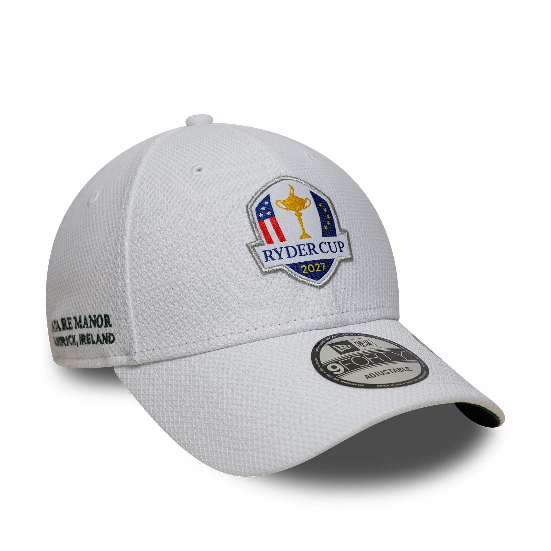 Pictured is this Diamond Era Ryder Cup Europe 2027 9FORTY cap in white. 1