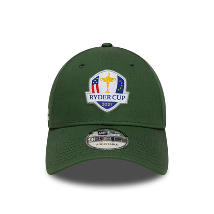 Pictured is this Adare Manor Ryder Cup Europe 2027 9FORTY cap in dark green. 2