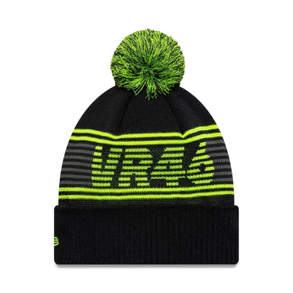 Pictured is this Recycled VR46 Bobble Knit Beanie in black. 2