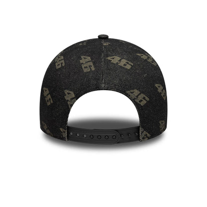 Pictured is this Laser Etch Denim VR46 9FORTY E-Frame Trucker in black. 4