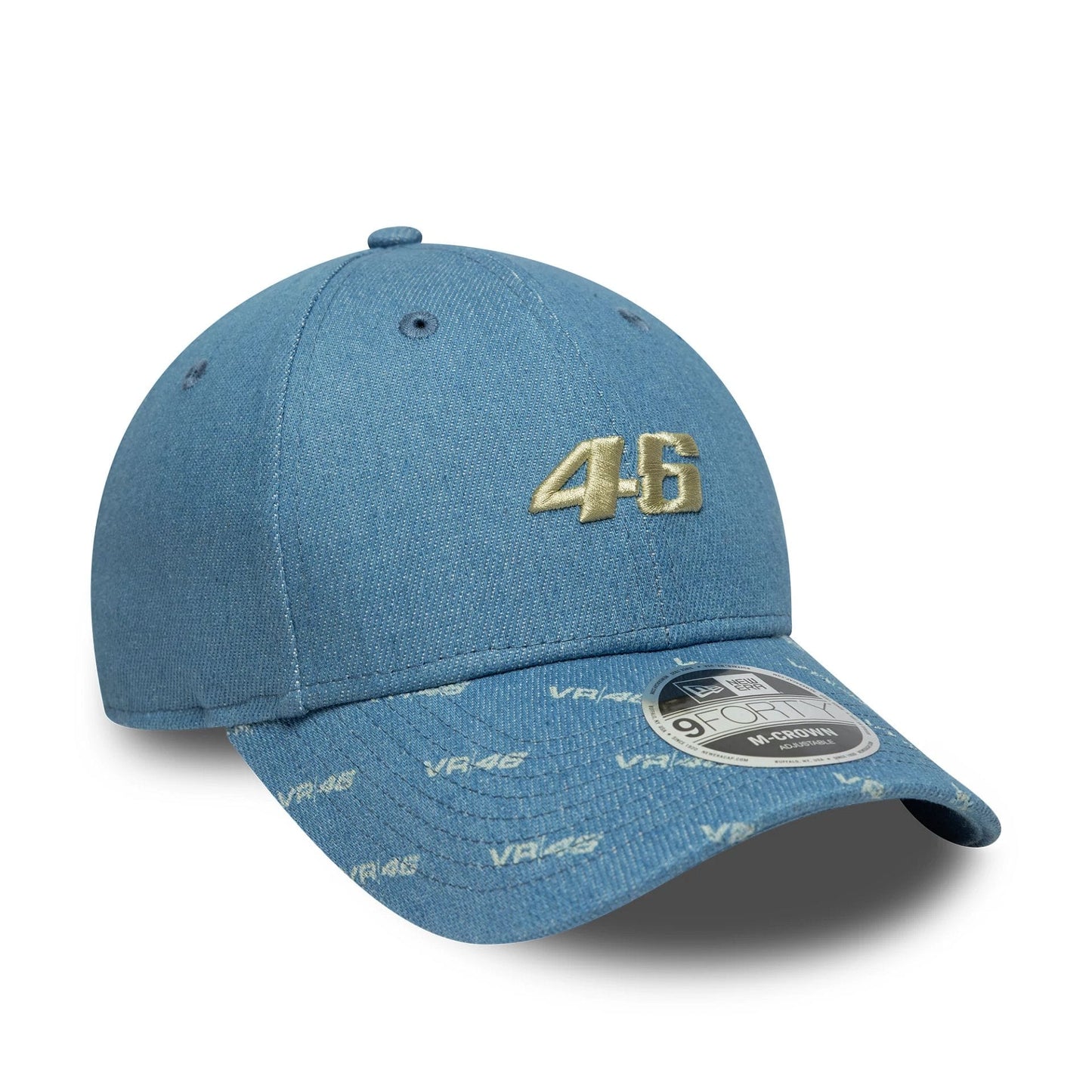 Pictured is this Denim VR46 9FORTY M-Crown in open blue. 3