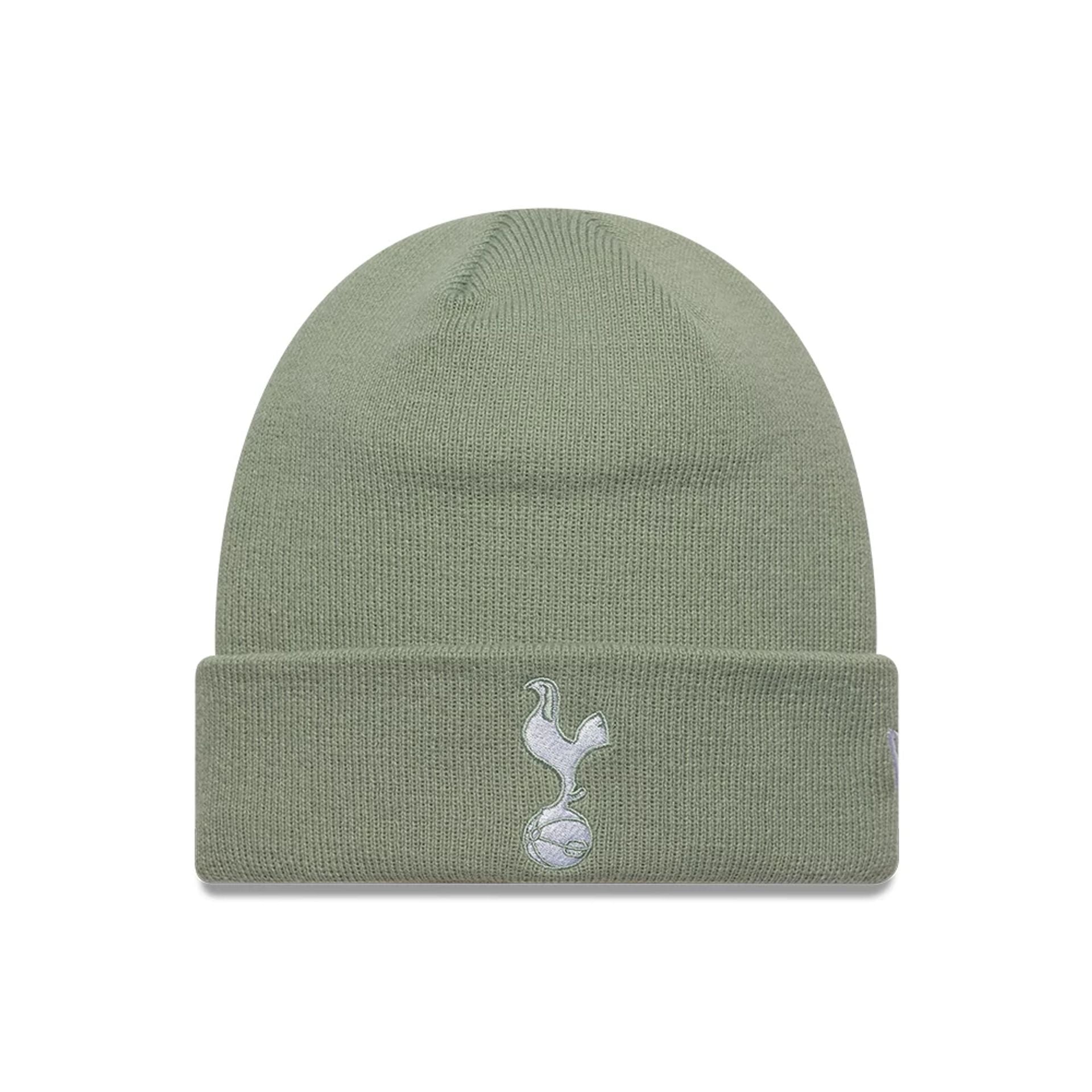 Pictured is this Tottenham Hotspur FC Cuff Knit Beanie hat in pastel green. 1
