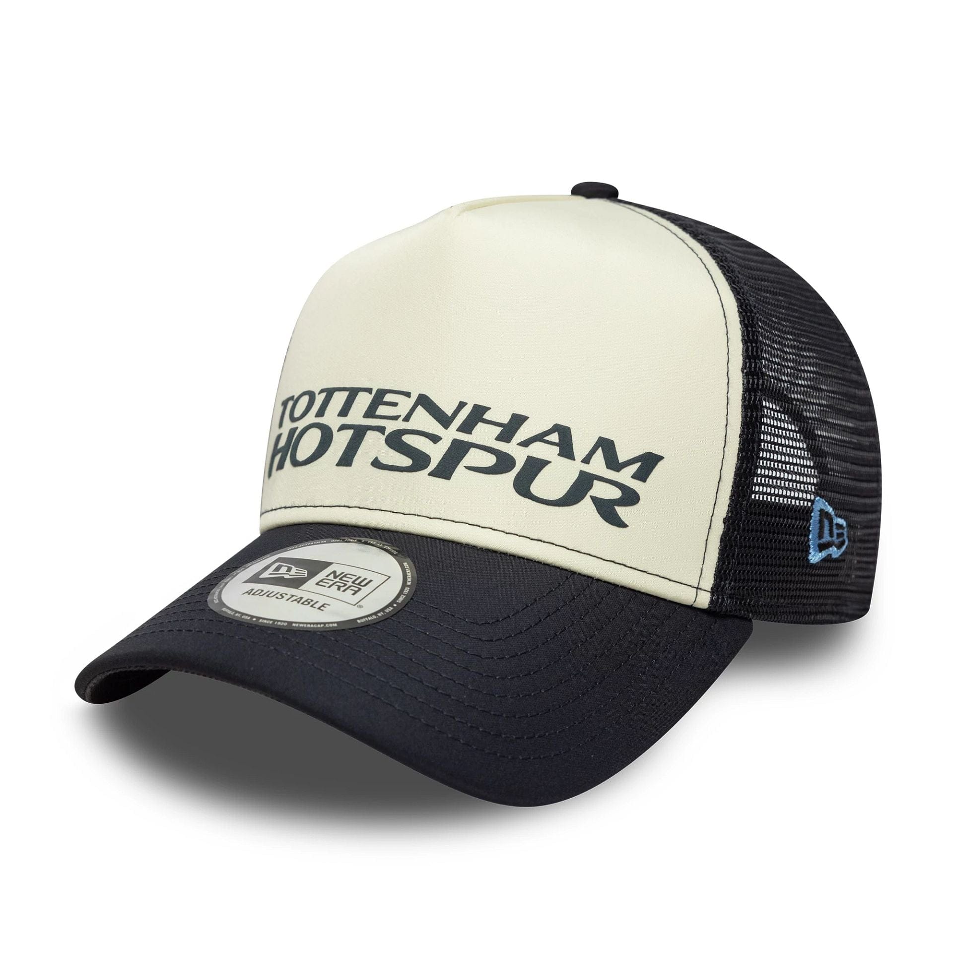 Pictured is this Puff Wordmark Tottenham Hotspur FC 9FORTY A-Frame Trucker in navy. 1