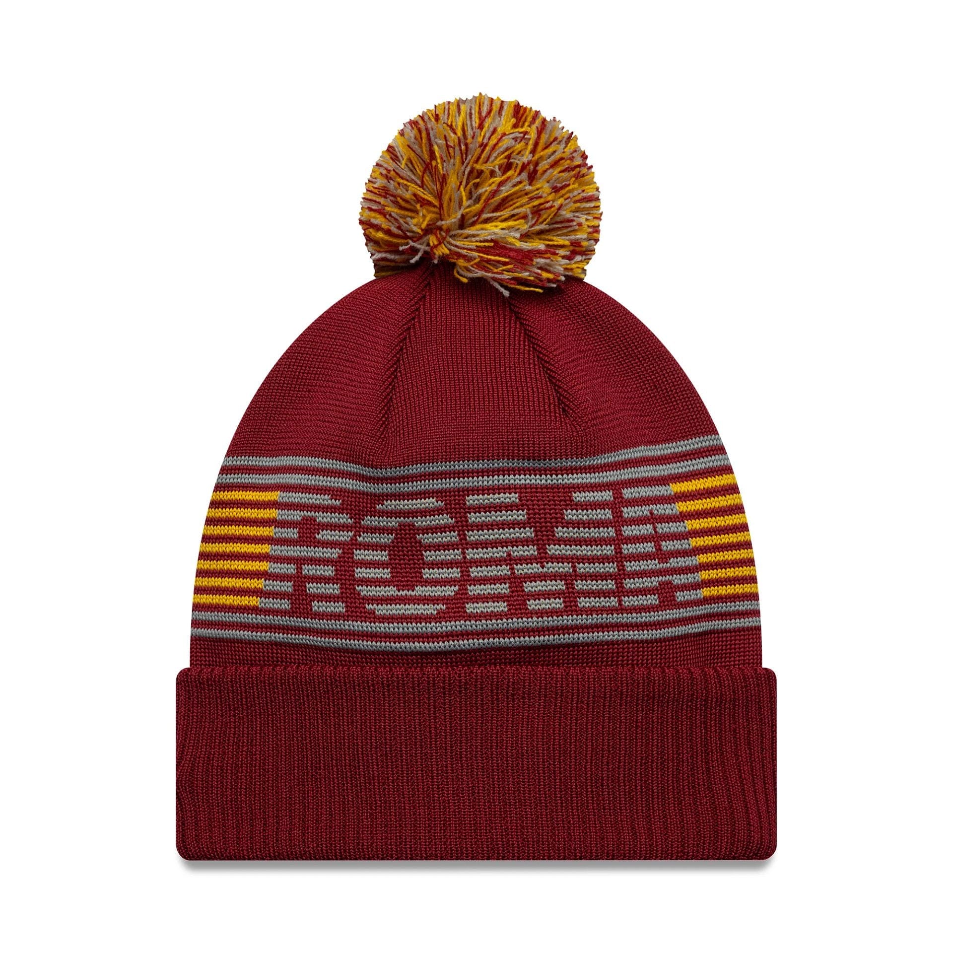 Pictured is this AS Roma Bobble Knit Beanie in dark red. 2