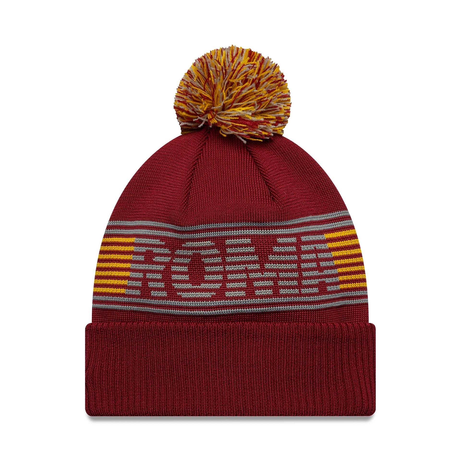 Pictured is this AS Roma Bobble Knit Beanie in dark red. 2