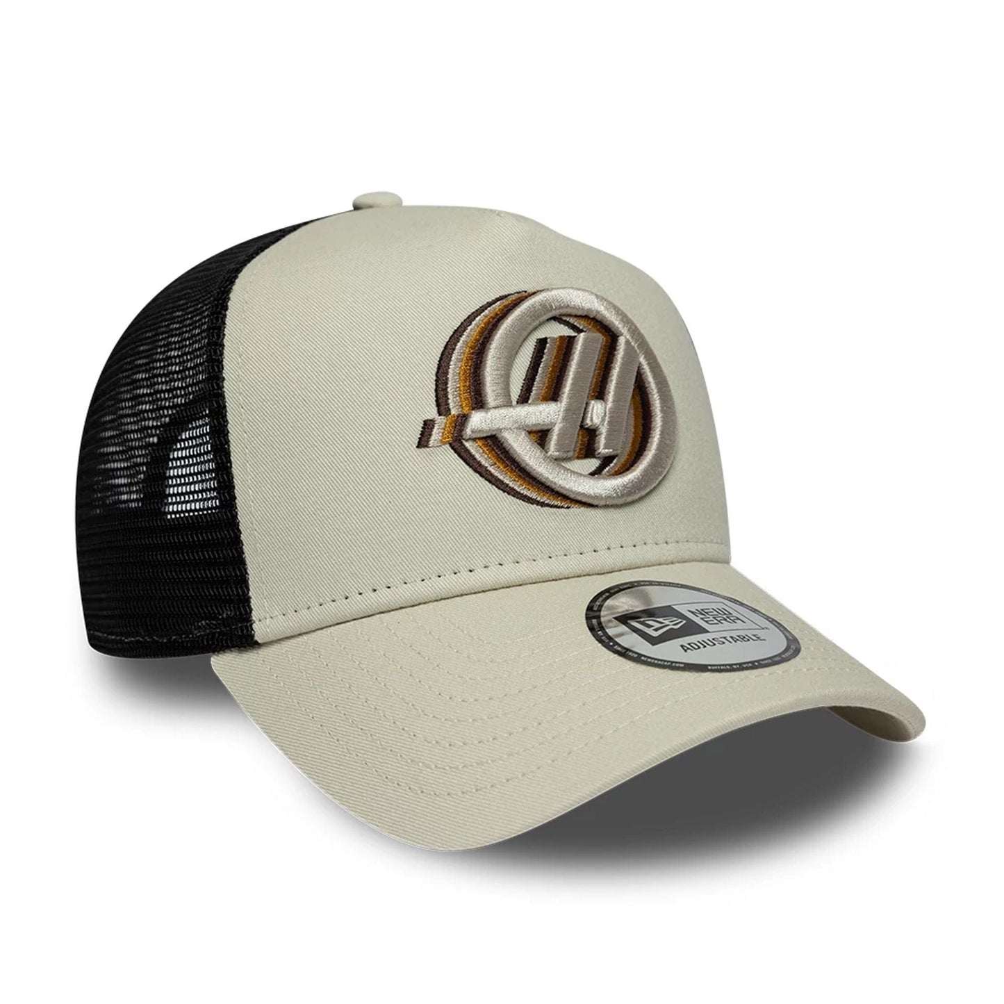 Pictured is this TGR Haas F1 9FORTY A-Frame Trucker in Cream. 3