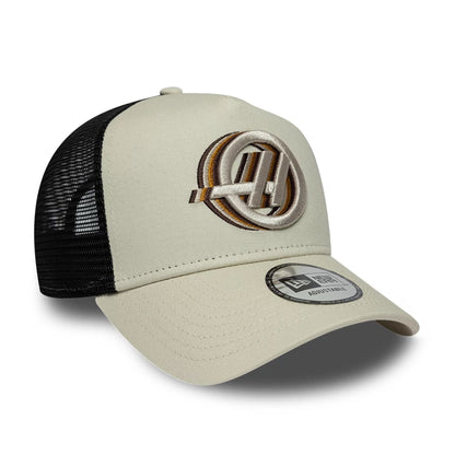 Pictured is this TGR Haas F1 9FORTY A-Frame Trucker in Cream. 3