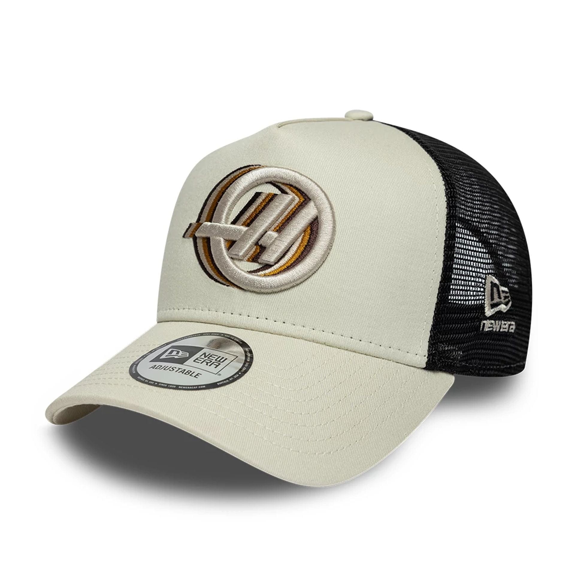 Pictured is this TGR Haas F1 9FORTY A-Frame Trucker in Cream. 1