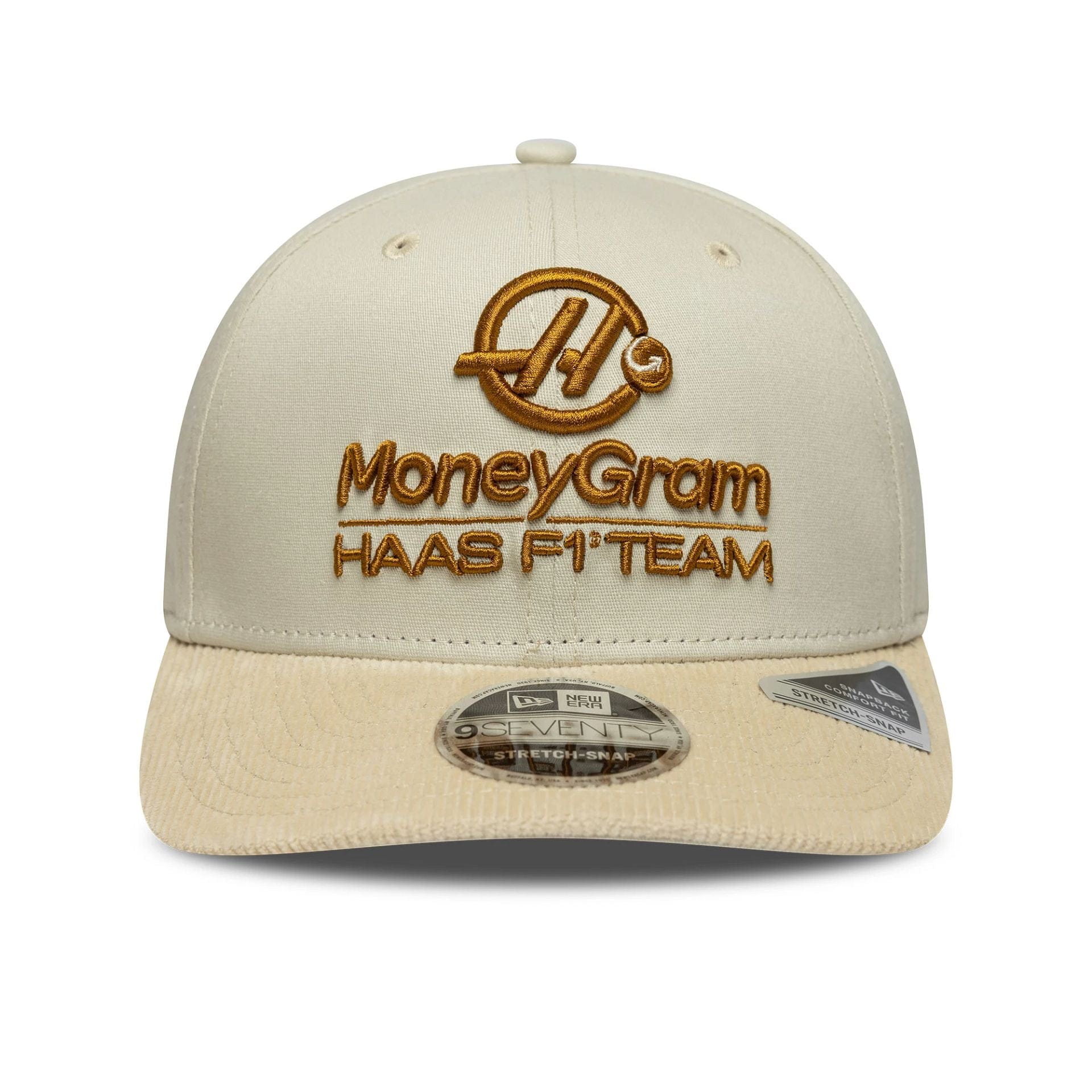 Pictured is this Cord Visor MoneyGram Haas F1 9SEVENTY Stretch Snap in Cream. 2