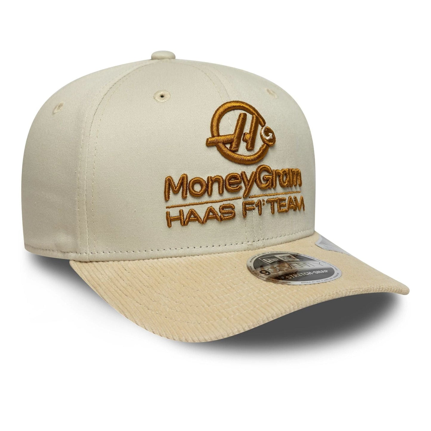 Pictured is this Cord Visor MoneyGram Haas F1 9SEVENTY Stretch Snap in Cream. 3